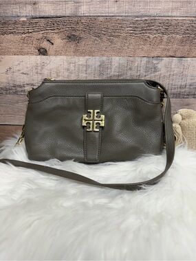Tory Burch Meyer Chain Taupe Leather Crossbody OS